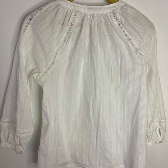 J. Crew White Textured Top With Tassel Ties - Picture 4 of 7